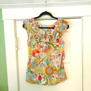 Liberty of London Ruffle Top Blouse in Sixty Print